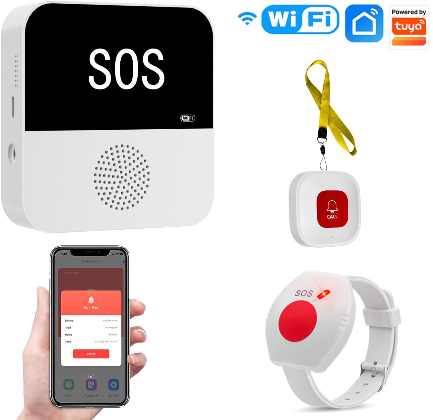 Home Assistant Tuya - WiFi Nirkabel Pengasuh Lansia Tombol Panggilan
