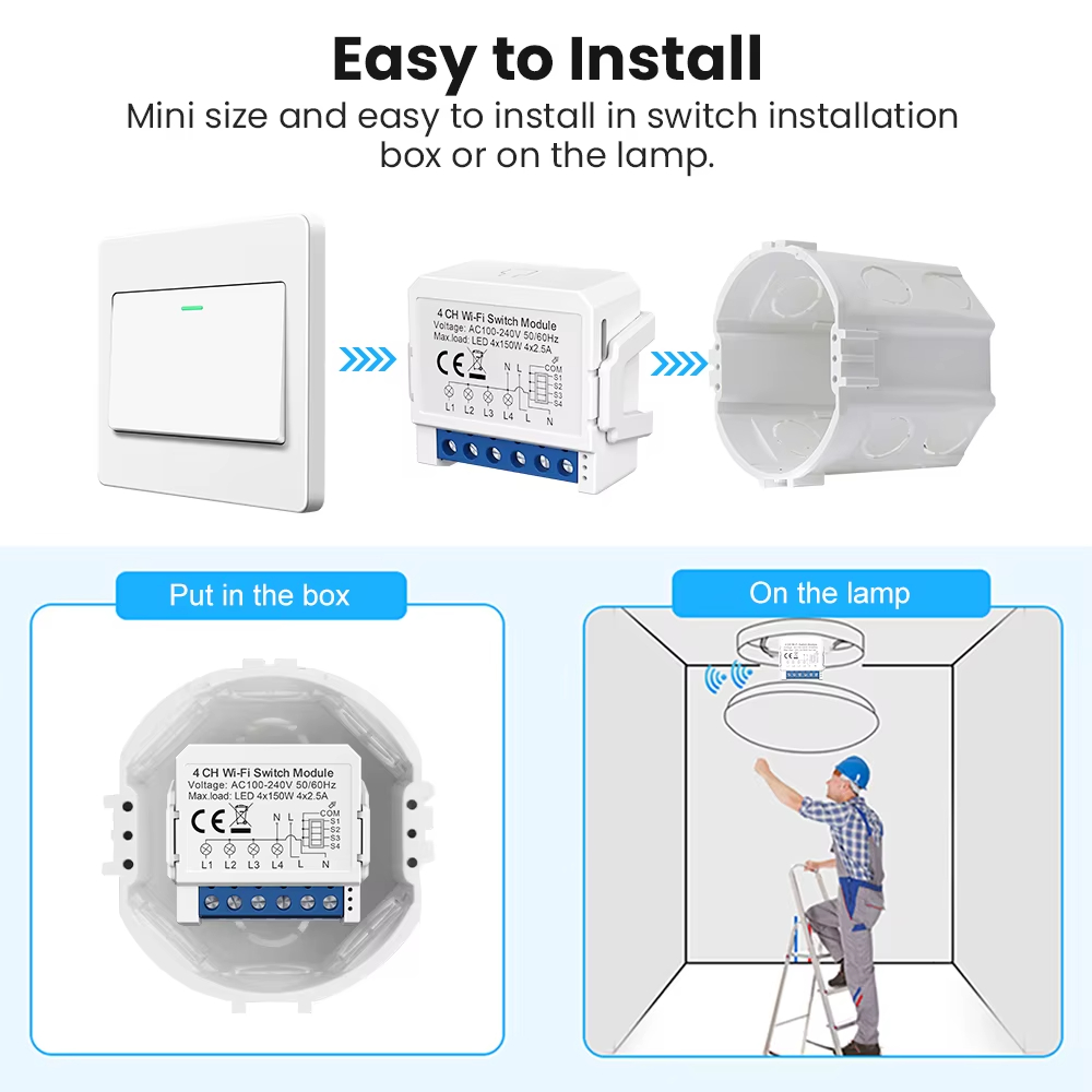 WSM16 Tuya Modul Saklar Pintar - Tuya 4 Channel ulasan dan harga